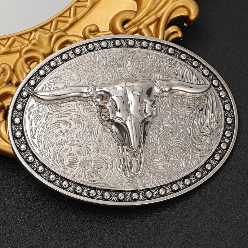 Sansths Cowboy Belt Buckle, Western Belt Buckles for Men Women Texas Bull Rodeo Cowgirl Belt Buckle - Image 2